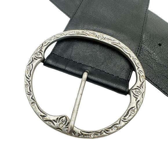 Chico\'s Black Leather Wide Belt Boho Whimsy Goth Goth Western Casual main image 10